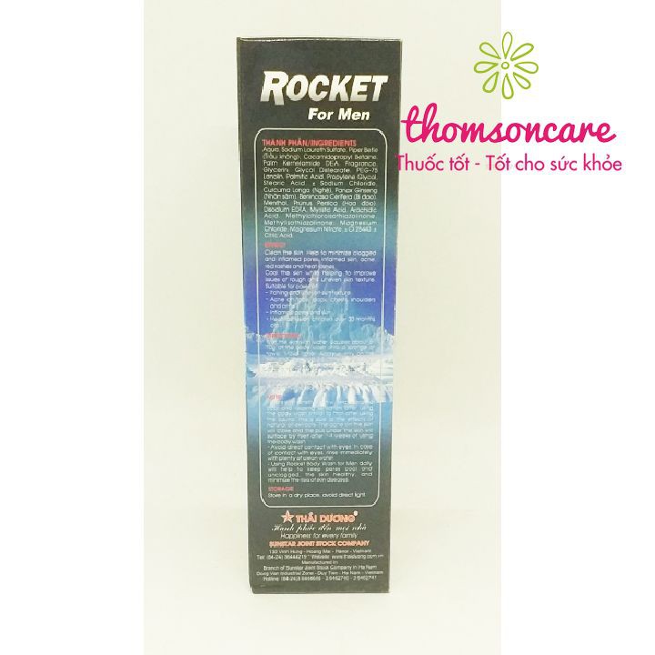 Sữa tắm ROCKET FOR MEN - Giúp hạn chế tắc lỗ chân lông, vấn đề về da, mụn trứng cá, ngứa da