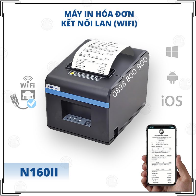 Máy In Hóa Đơn XPrinter XP N160II Khổ Giấy K80 (Cổng LAN) In Từ Máy Tính