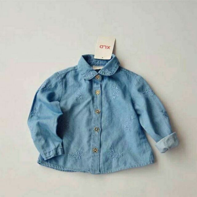 Sơ mi denim bé gái