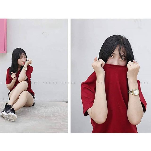 ÁO THUN TRƠN #AGE2X MÀU ĐỎ ĐÔ, HỒNG NUDE