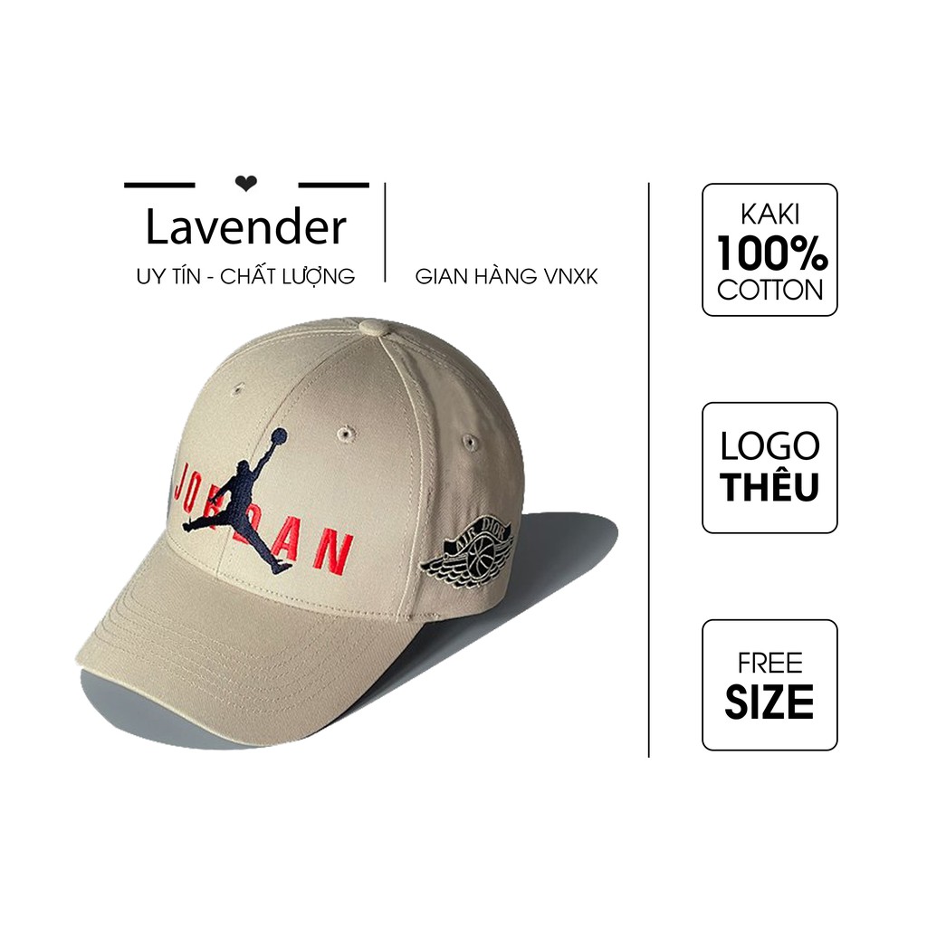 Nón kết mũ lưỡi trai Jordan nâu logo thêu tinh tế dành cho mọi lứa tuổi Free size