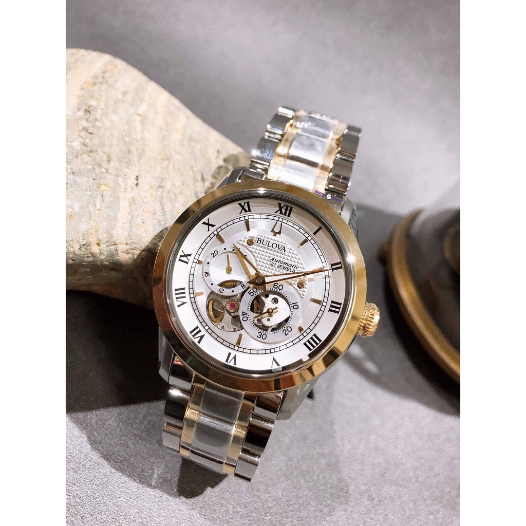 Đồng hồ nam Bulova lộ cơ 98A230 21 jewels