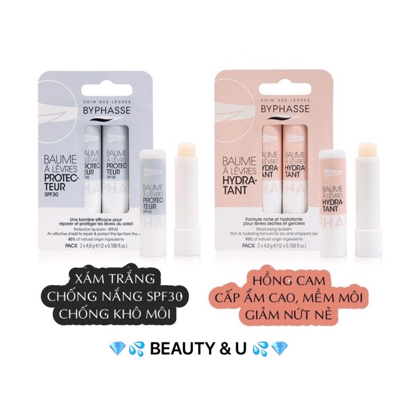 SON DƯỠNG MÔI BYPHASSE BYPHASE PROTECTION LIP BALM MỀM MỊN ngày SPF30 &amp; đêm