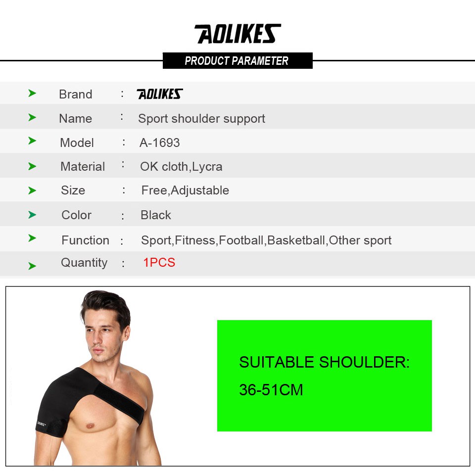 Đai cố định khớp vai AOLIKES A-1693 bảo vệ, cố định khớp xương vai sport shoulder support