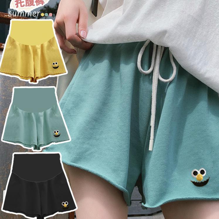 Quần Short Thể Thao Dáng Rộng Thêu Họa Tiết Hoạt Hình Dễ Phối Đồ Thời Trang Mùa Hè Cho Mẹ Bầu