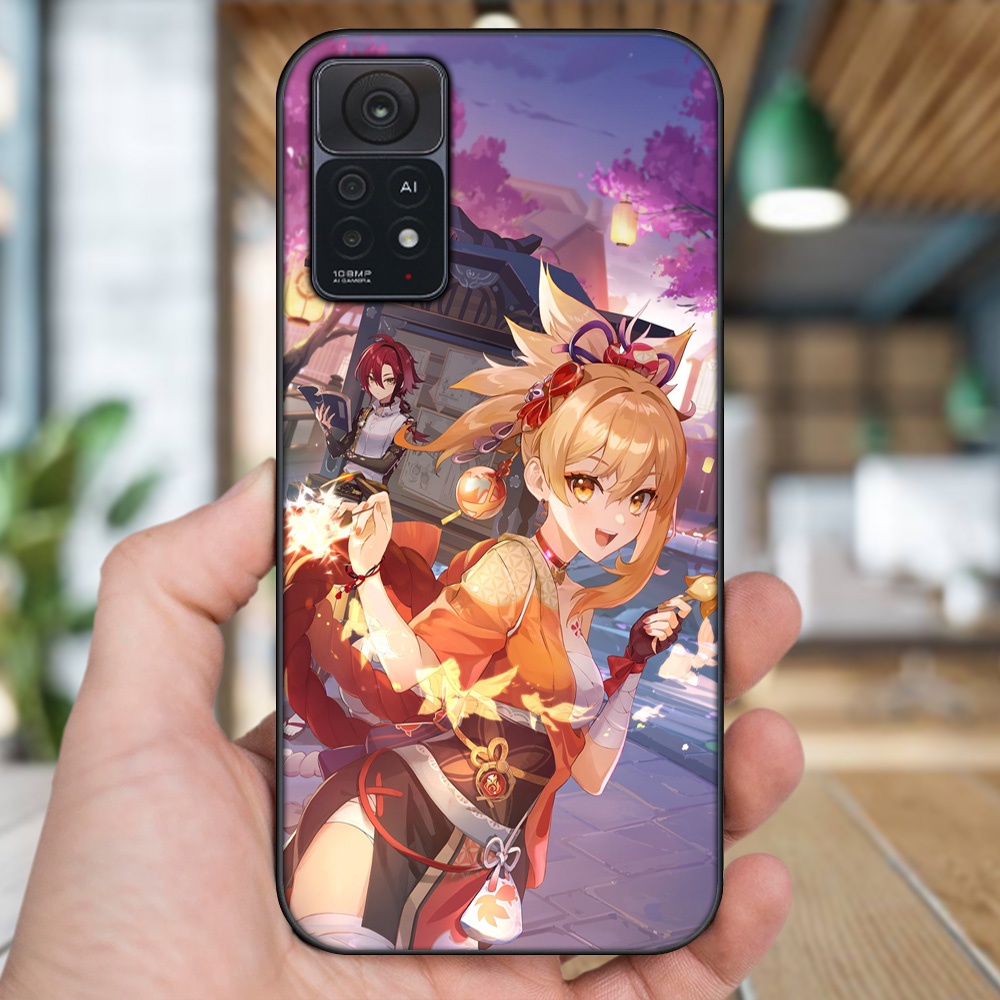 Ốp lưng Xiaomi Redmi Note 11 Pro 5G viền đen in hình Yoimiya Genshin Impact