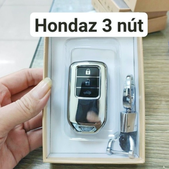 Bao Da Chìa Khóa Inox Mạ Honda Mẫu 3 nút cao Cấp