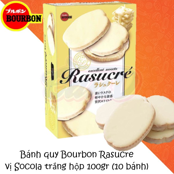 Bánh quy Bourbon Rasucre vị Socola trắng hộp 100gr