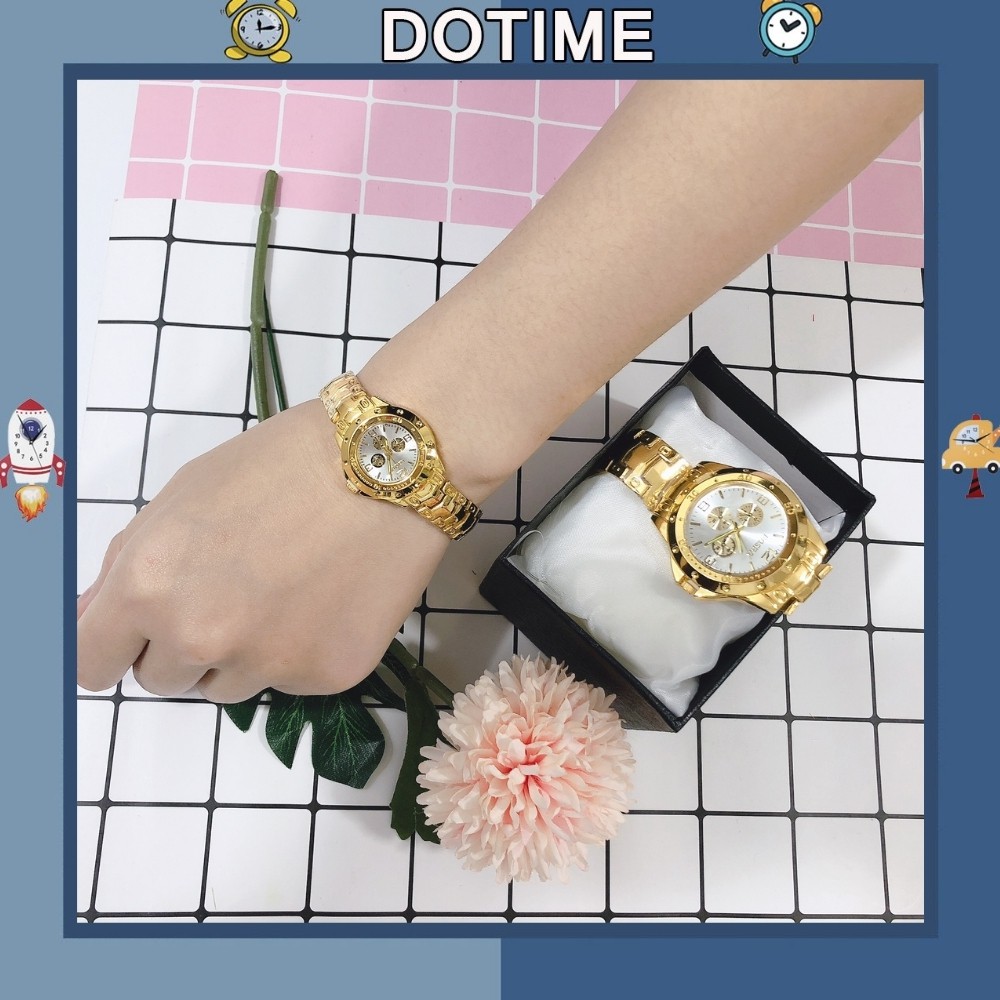 Đồng hồ Dotime nam nữ đồng hồ đeo tay mặt trắng dây kim loại cao cấp ZO55