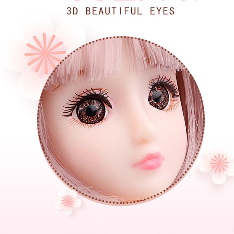 Búp Bê 3D Tóc Dài 1 / 6 BJD 12 Inch Mắt Dài 30cm Trang Điểm Cho Bé Gái