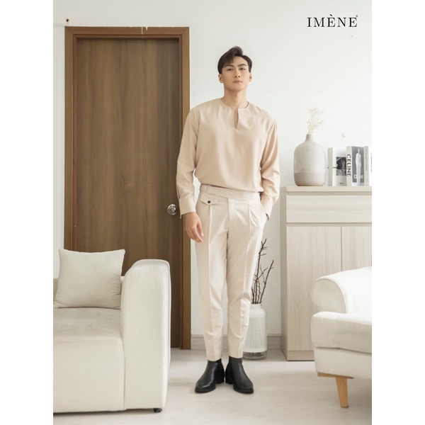 QUẦN TÂY NAM LƯNG CAO IMÈNE SIDETAB - KHUY NẮP TÚI