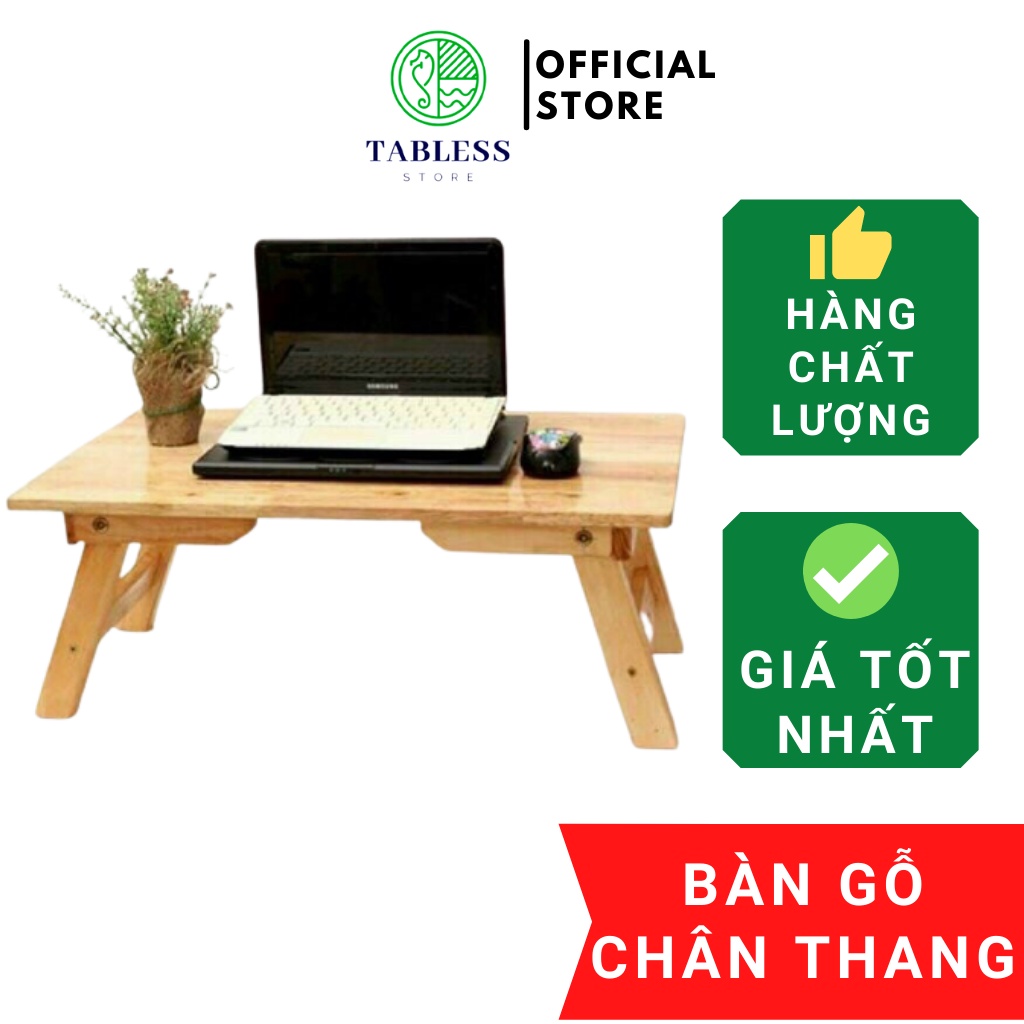 Bàn Học Làm Việc Gỗ Gấp Gọn Chân Thang Đa Năng Chất Liệu Gỗ Cao Su nguyên Chất Kích Thước 40x60 - TABLESS STORE