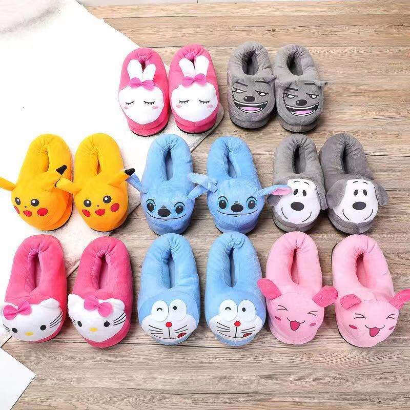 Dép bông đi trong nhà thiết kế hình Pikachu/Gấu trúc/Doremon đáng yêu