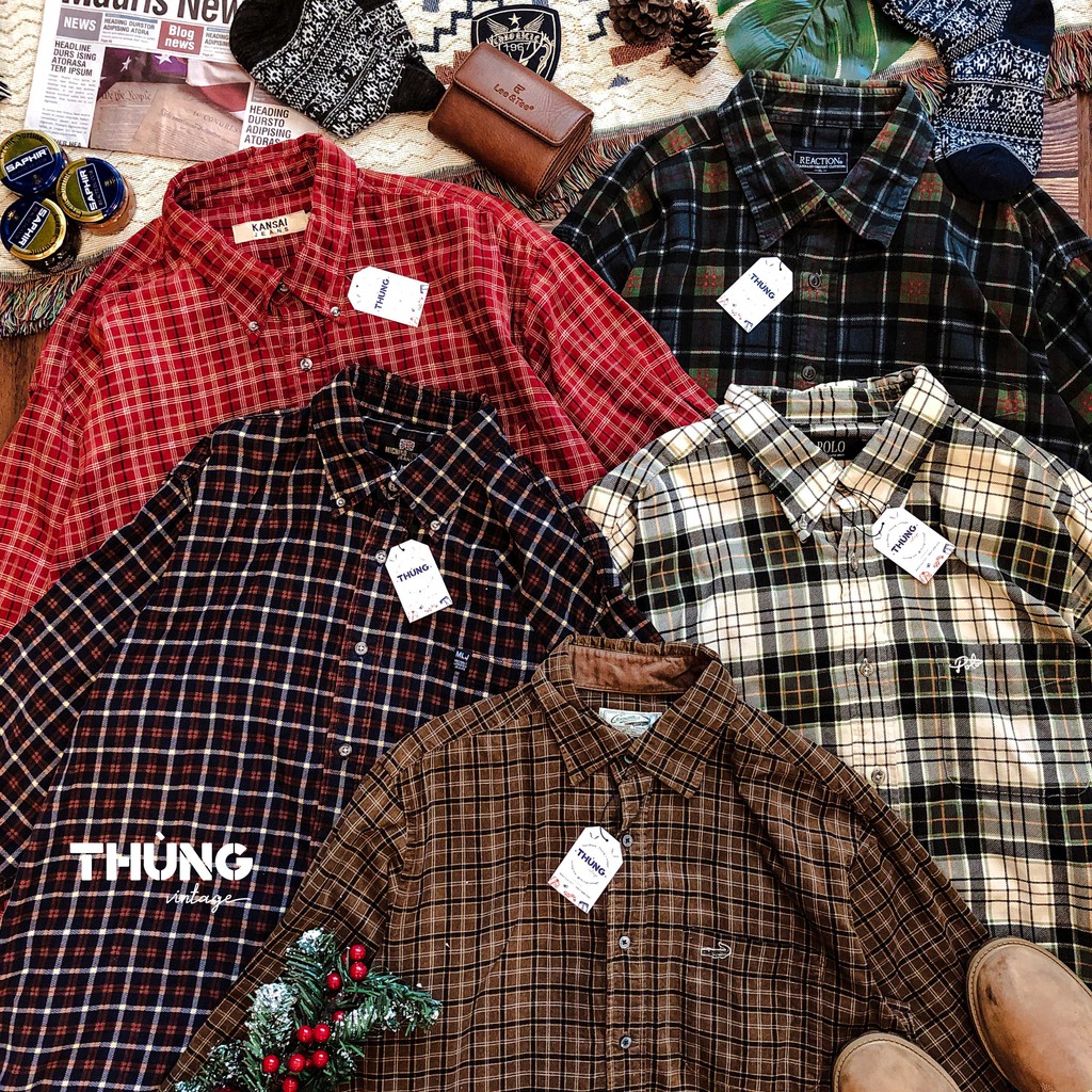 [Hình thật] Áo sơ mi nhung tăm unisex Sọc/Caro/Hoạ tiết (Áo sơ mi nhung vintage) | BigBuy360 - bigbuy360.vn