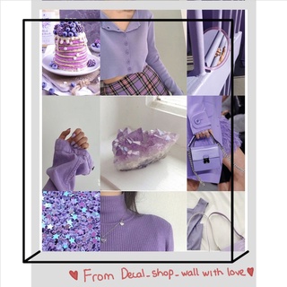 12 tấm Wall Collage dán tường trang trí phòng ngủ - theme Lilac