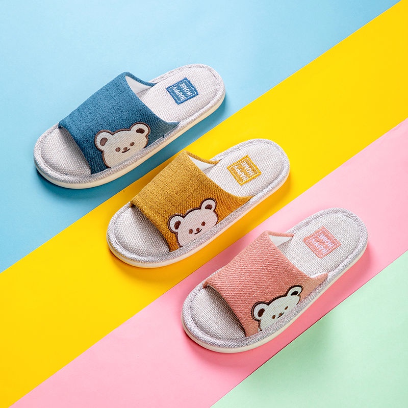 Dép Cotton Lanh Đế Dày Chống Trượt Dễ Thương Dành Cho Nữ