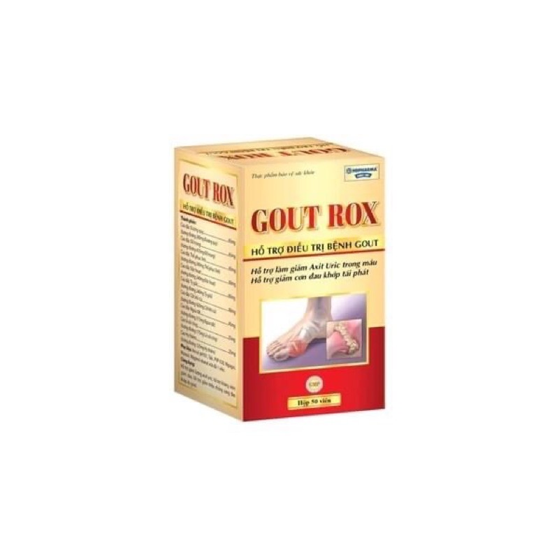 Viên uống GOUT ROX hỗ trợ giảm triệu chứng sưng đau khớp do gout, giảm lượng Acid Uric - Hộp 50 viên