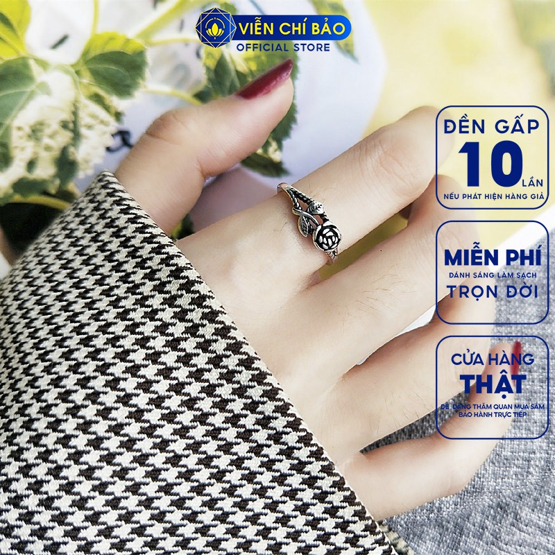 Nhẫn bạc nữ Cành Hồng chất liệu bạc Thái 925 thời trang phụ kiện trang sức nữ thương hiệu Viễn Chí Bảo N000419