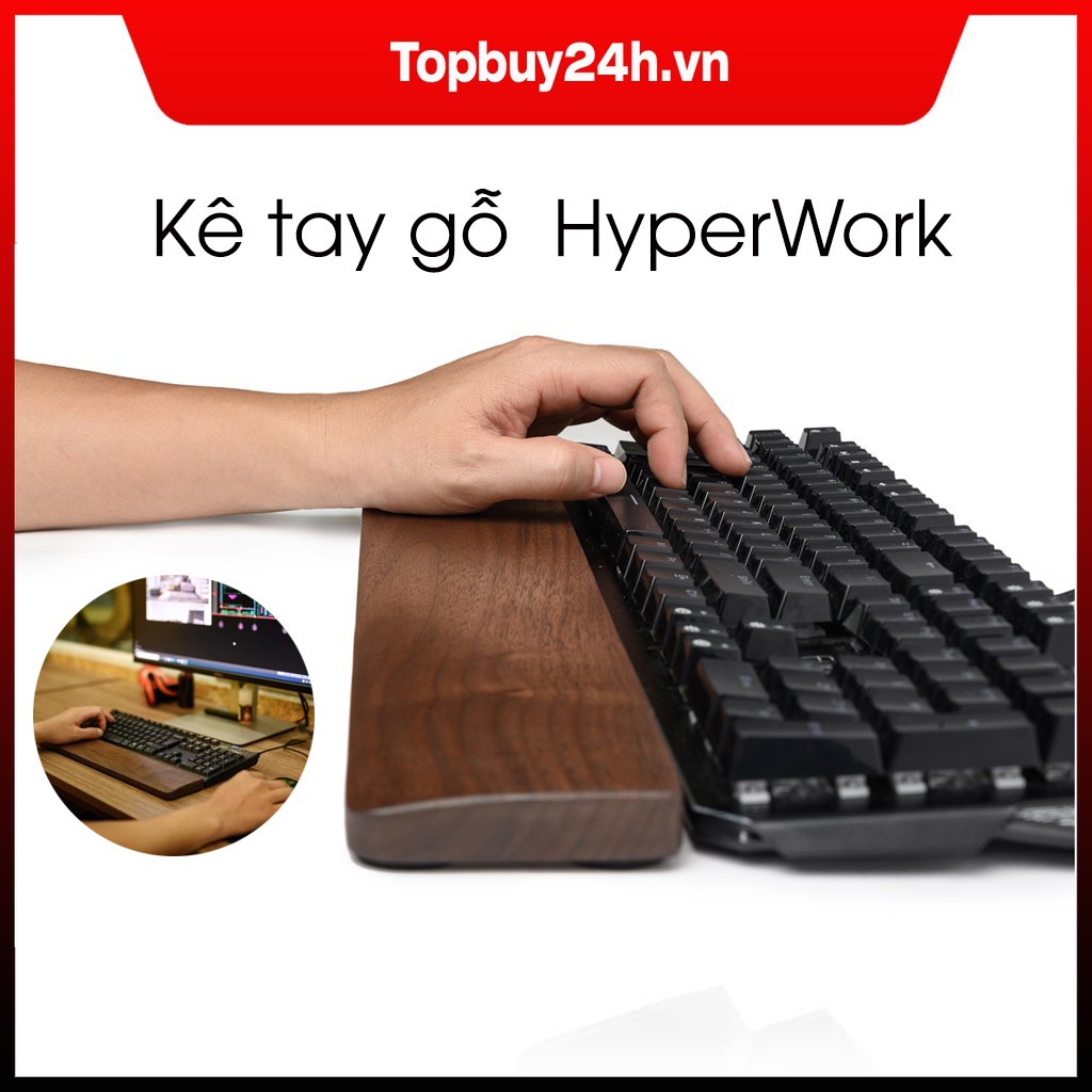 Kê tay gỗ Óc Chó HyperWork cao cấp cho bàn phím cơ