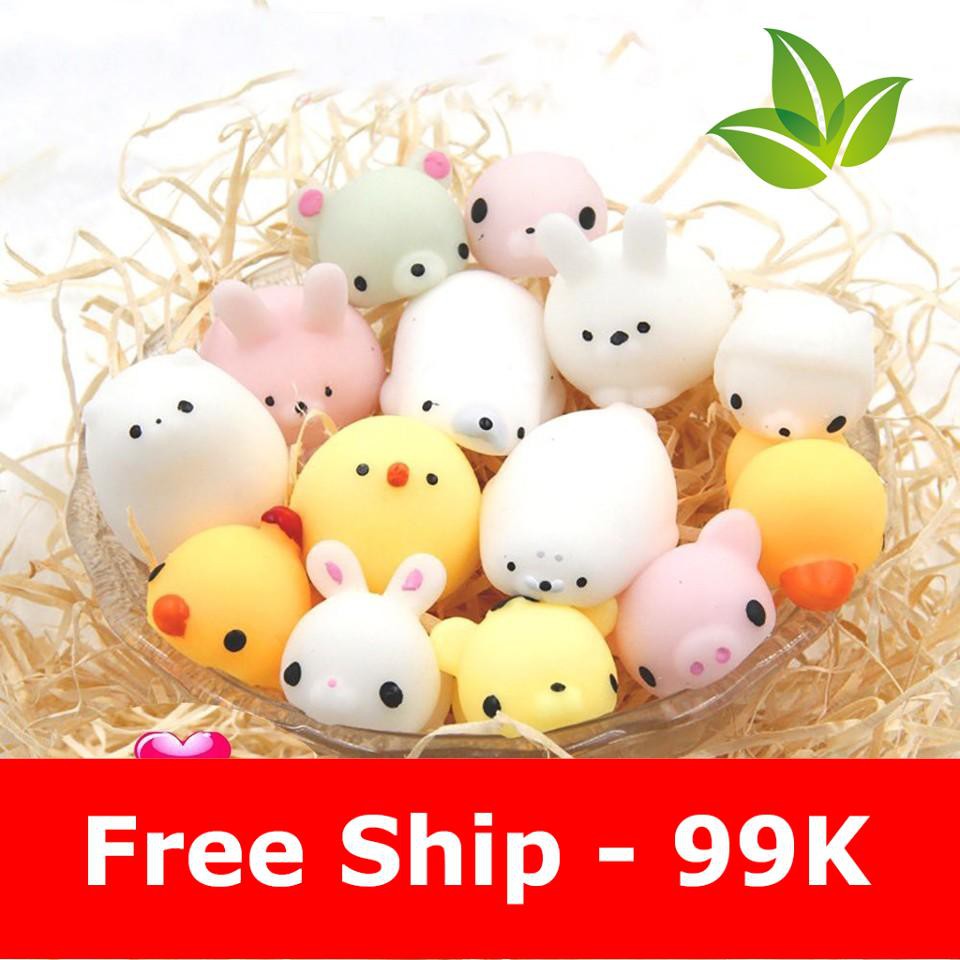 Mochi, Squishy thú dẻo dễ thương, combo 10 con không trùng, hàng nhập y hình 100% mã sp MS4436