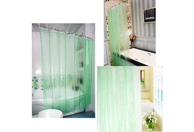 Rèm Phòng Tắm / Rèm cửa sổ hoạ tiết Kẻ trong xanh lá 180x180 Loại 1