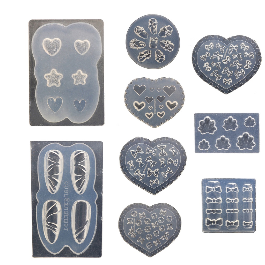 Khuôn Silicon Trong Suốt Chạm Khắc Hình Gấu / Bướm 3D Làm Móng Nghệ Thuật Cho Salon