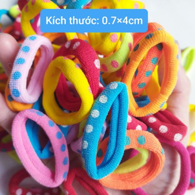 Túi 50 dây cột tóc màu chấm bi (đường kính 2.5cm,3.5cm,4cm)