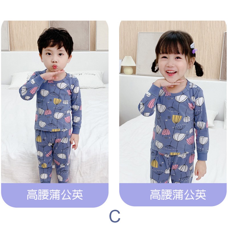 Bộ Đồ Ngủ Tay Dài Vải Cotton Mềm Eo Cao In Hình Động Vật Hoạt Hình Đáng Yêu Cho Bé