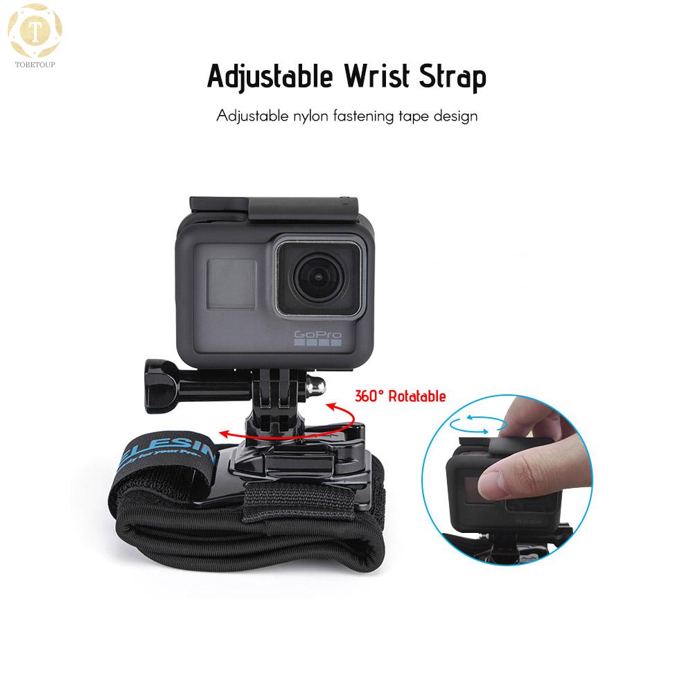 Shipped within 12 hours】 TELESIN 360 Degree Rotatable Wrist Strap Arm Mount Band Holder for Cycling Motorcycling Mount Outdoor Activities for GoPro Hero 7/6/5 Xiaomi Yi 4K SJCAM Action Sports Cameras Camera Strap [TO]