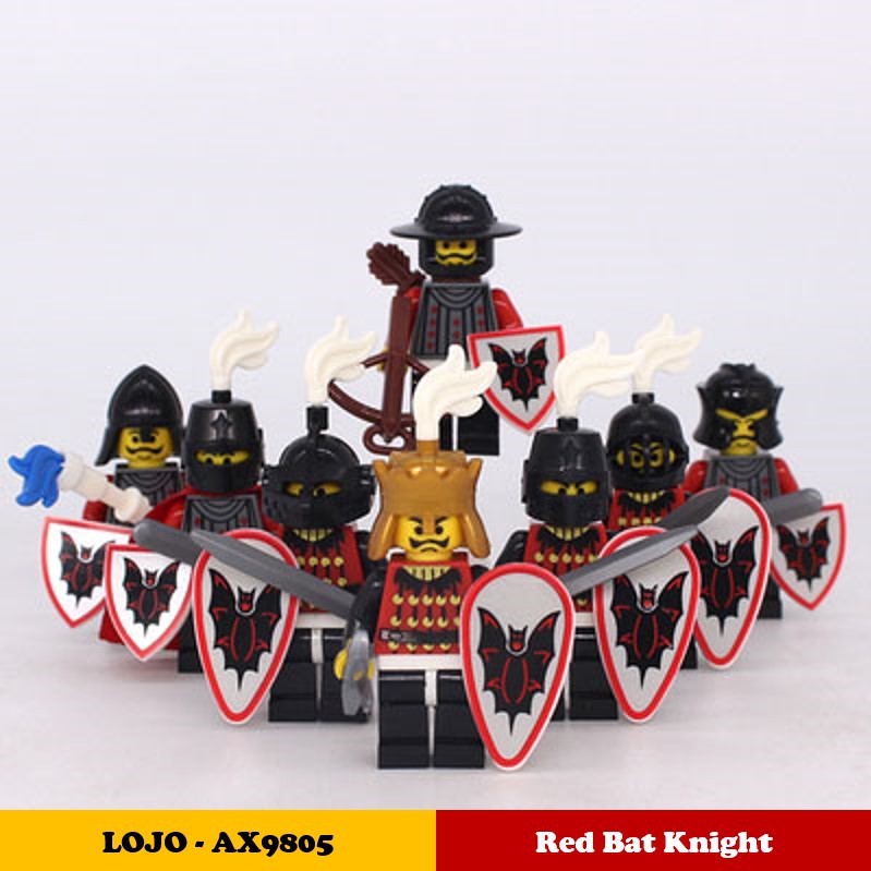 Minifigures LOJO AX-9805 - Lính trung cổ Rơi đỏ - Minifigures Red Bat Knight