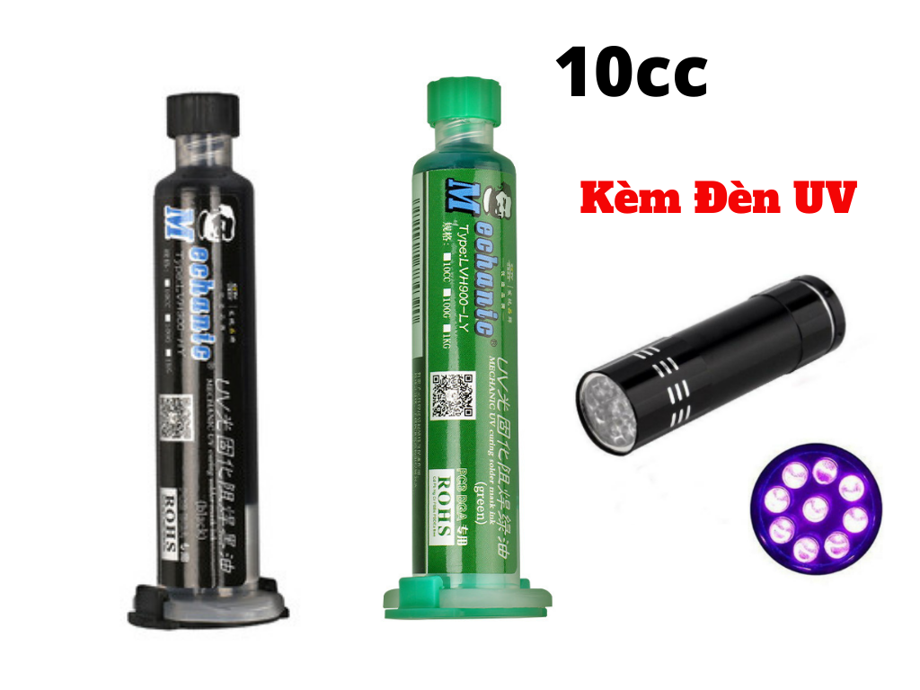 Combo Keo Đèn Uv Đen ,Keo Uv Xanh Mechanic Chống LEM MASS Bo Mạch Chạm MASS