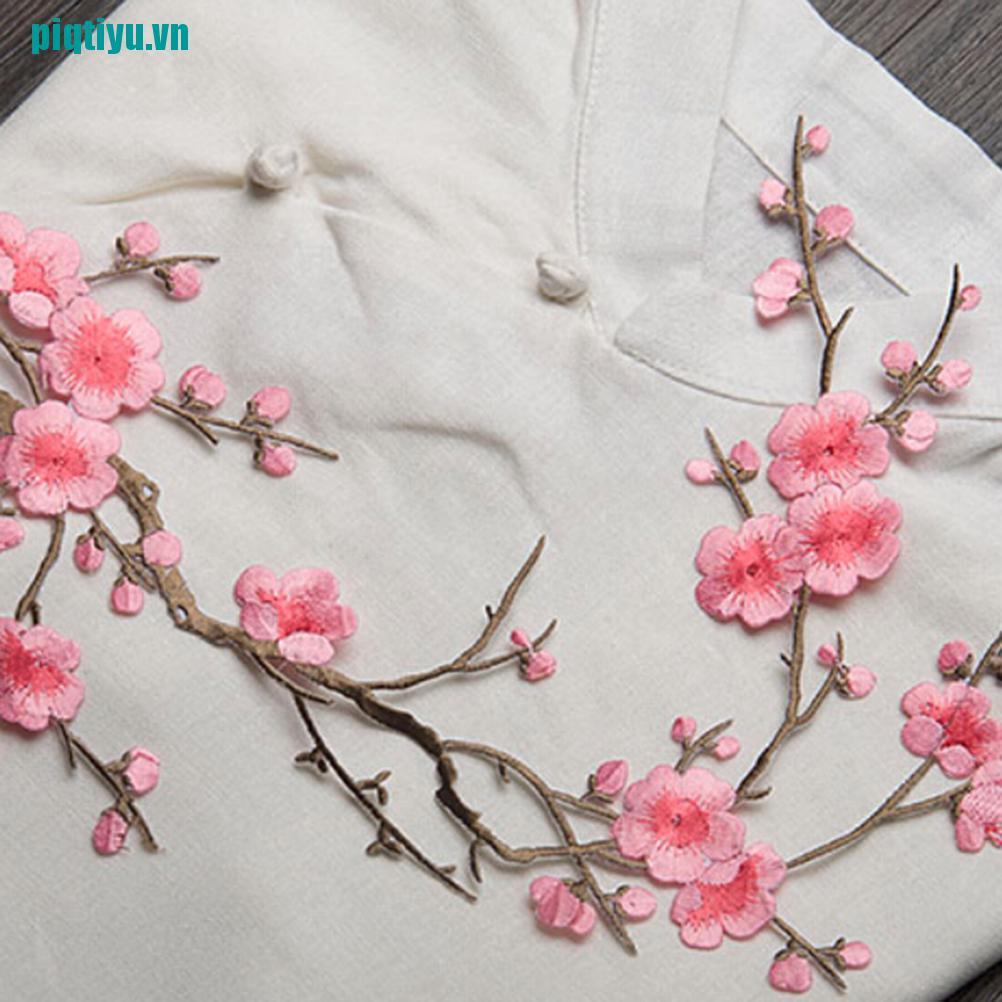 Piyu♪Sticker Ủi Thêu Hình Hoa Mận