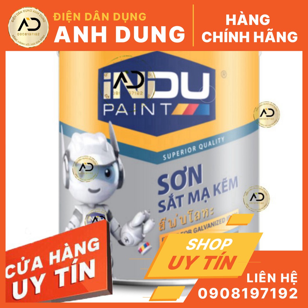 Sơn sắt mạ kẽm Indu bảo hành không bông tróc thùng 3L