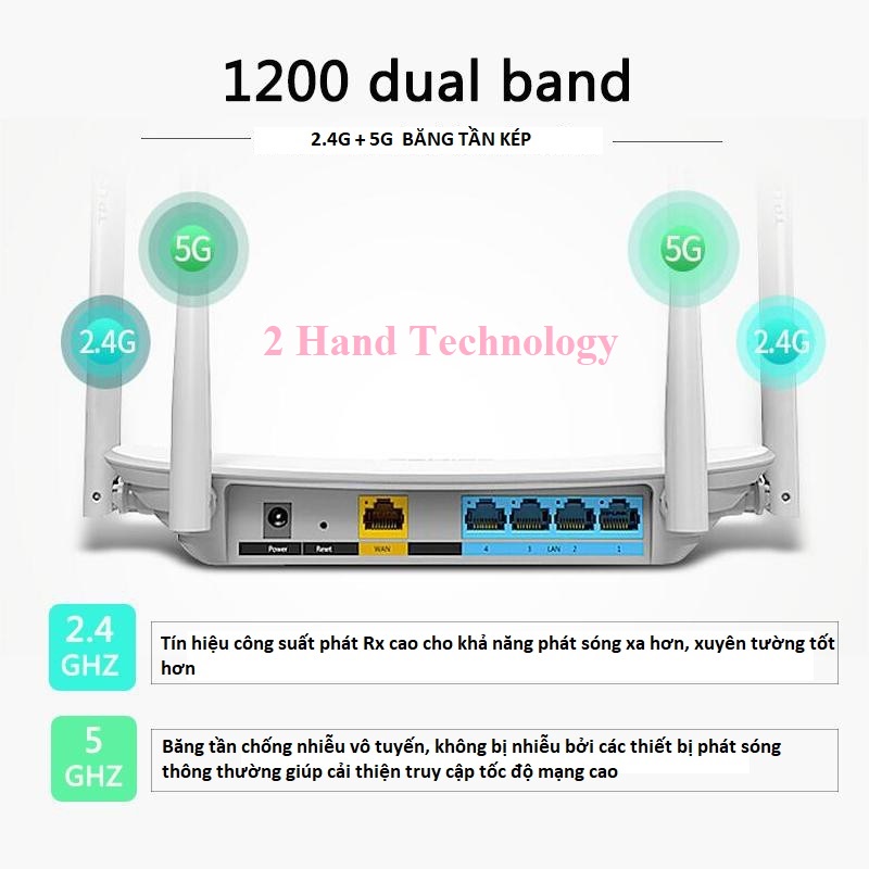 [GIÁ SỐC+MGG 10K] Bộ phát wifi TPLINK 4 râu băng tần kép chuẩn AC1200 Mbps sóng xuyên tường, Modem wifi - Like New 95%