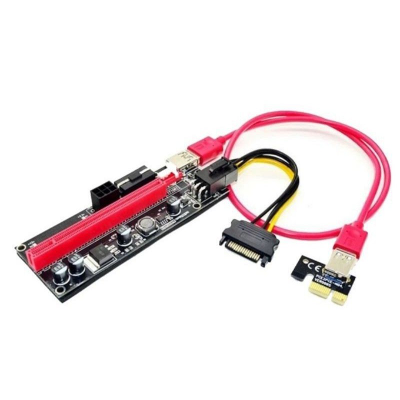 (ĐN)-Dây card Riser 009s có Led, cổng USB vàng mới 100%- Đào coin- lắp VGA rời - Riser Pci-e 1x to 16x. Dây USB 3.0