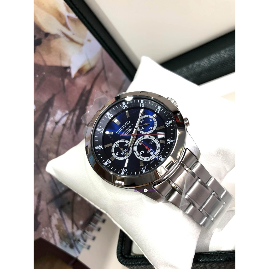 Đồng hồ nam Seiko quartz chronograph 100m SKS603P1 mặt xanh