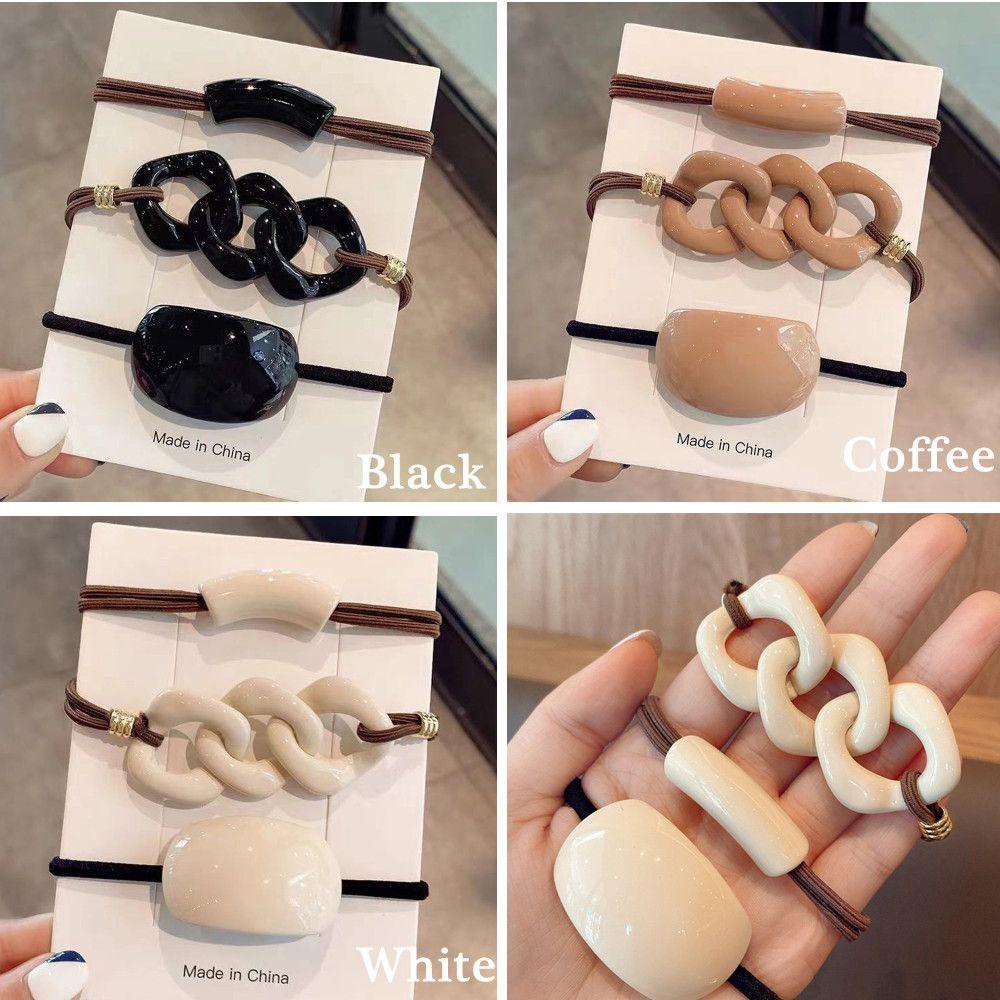 Set 3 Dây Cột Tóc Co Giãn Thời Trang Hàn Quốc Cho Nữ Giá Đỡ