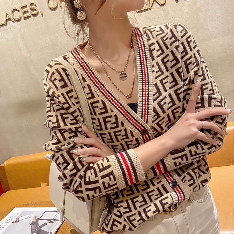 Áo cardigan len nữ khoác ngoài Quảng Châu cao cấp màu đen kaki zizac dệt kim thu đông phong cách Hàn Quốc AC28