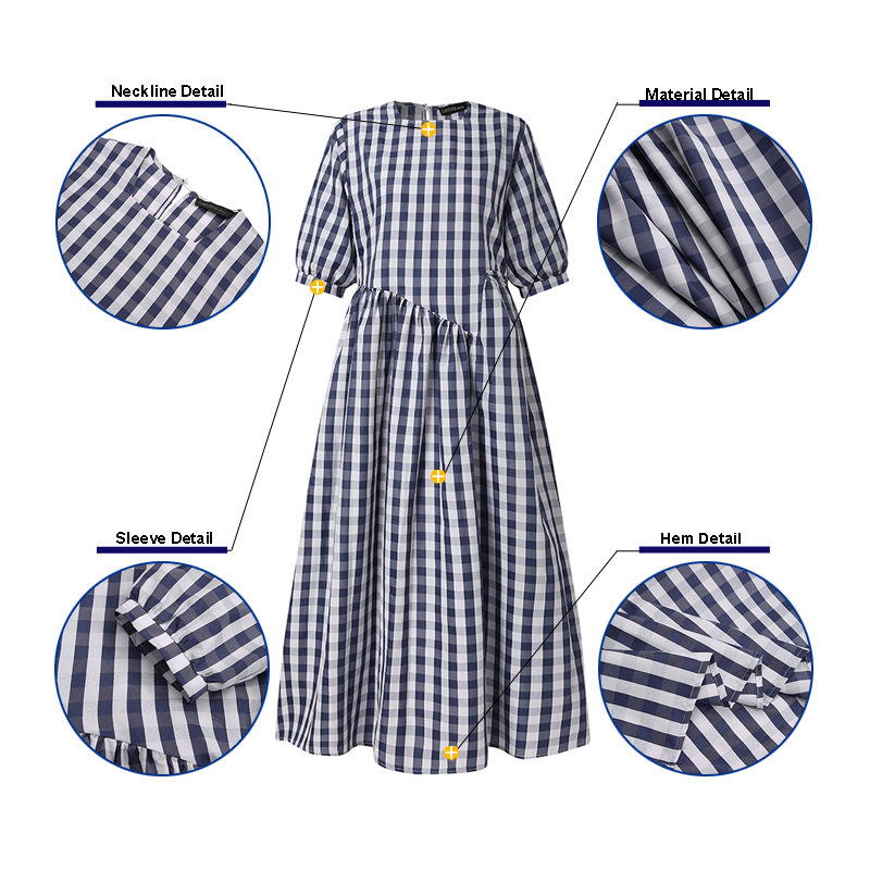 Đầm Nữ Zanzea Ngắn Tay Cổ Vuông Họa Tiết Ca Rô Form Dài Thời Trang Hàn Quốc | BigBuy360 - bigbuy360.vn