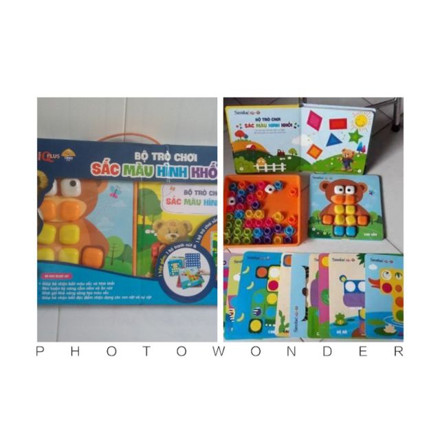BỘ TRÒ CHƠI SẮC MÀU HÌNH KHỐI.HÀNG KHUYẾN MÃI TỪ SỮA SIMILĂC,GỒM CÓ NHỰA VÀ GIẤY .RÁP ĐƯỢC HÌNH CON VẬT BẰNG NÚT NHỰA..