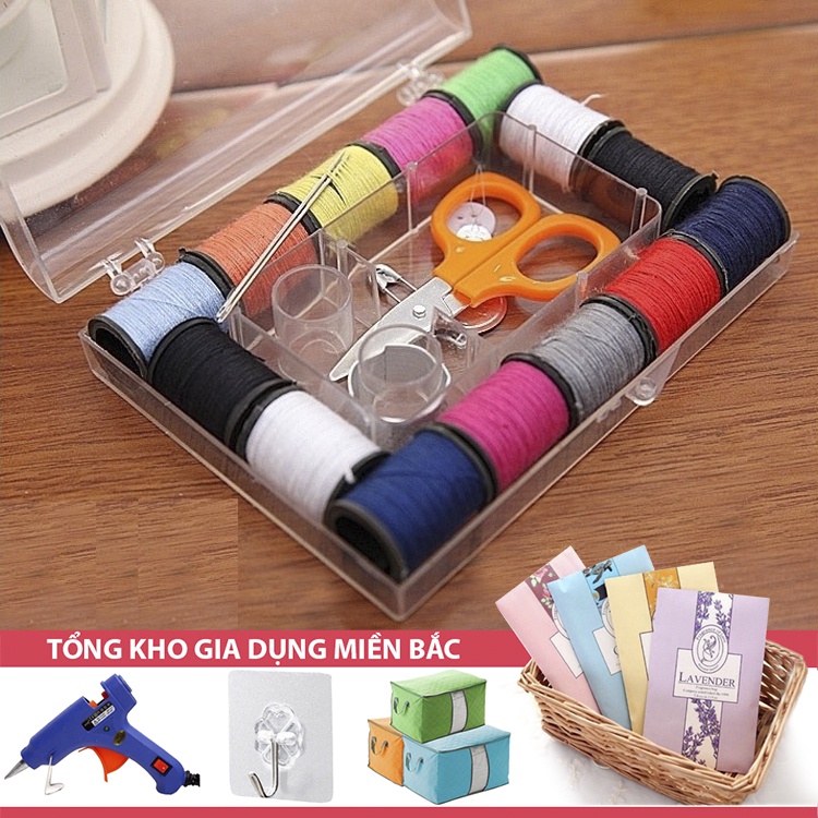 [Tổng Kho Sỉ] Bộ Hộp Kim Chỉ May Vá 19 MÓN HỘP DẸP J5 Gia Đình - Kim Khâu, Chỉ, Kéo, ...