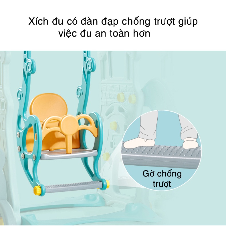 Cầu trượt kết hợp xích đu cao cấp KUB chịu lực lên đến 100kg dành cho bé từ 1.5 - 6 tuổi