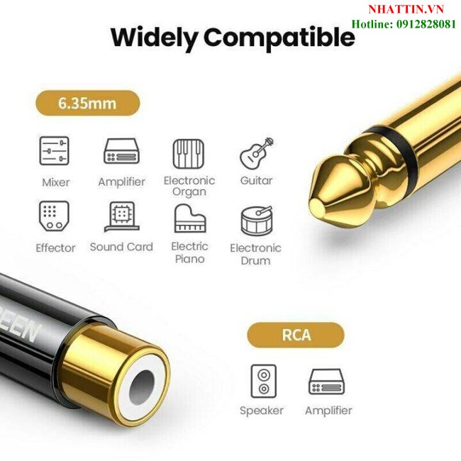 Đầu chuyển đổi âm thanh 6.5mm sang RCA Mono Ugreen 80731 cao cấp