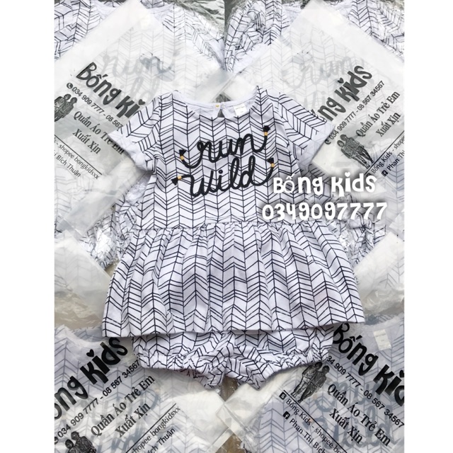 Bộ Hè Bé Gái Peplum Kẻ petit lem