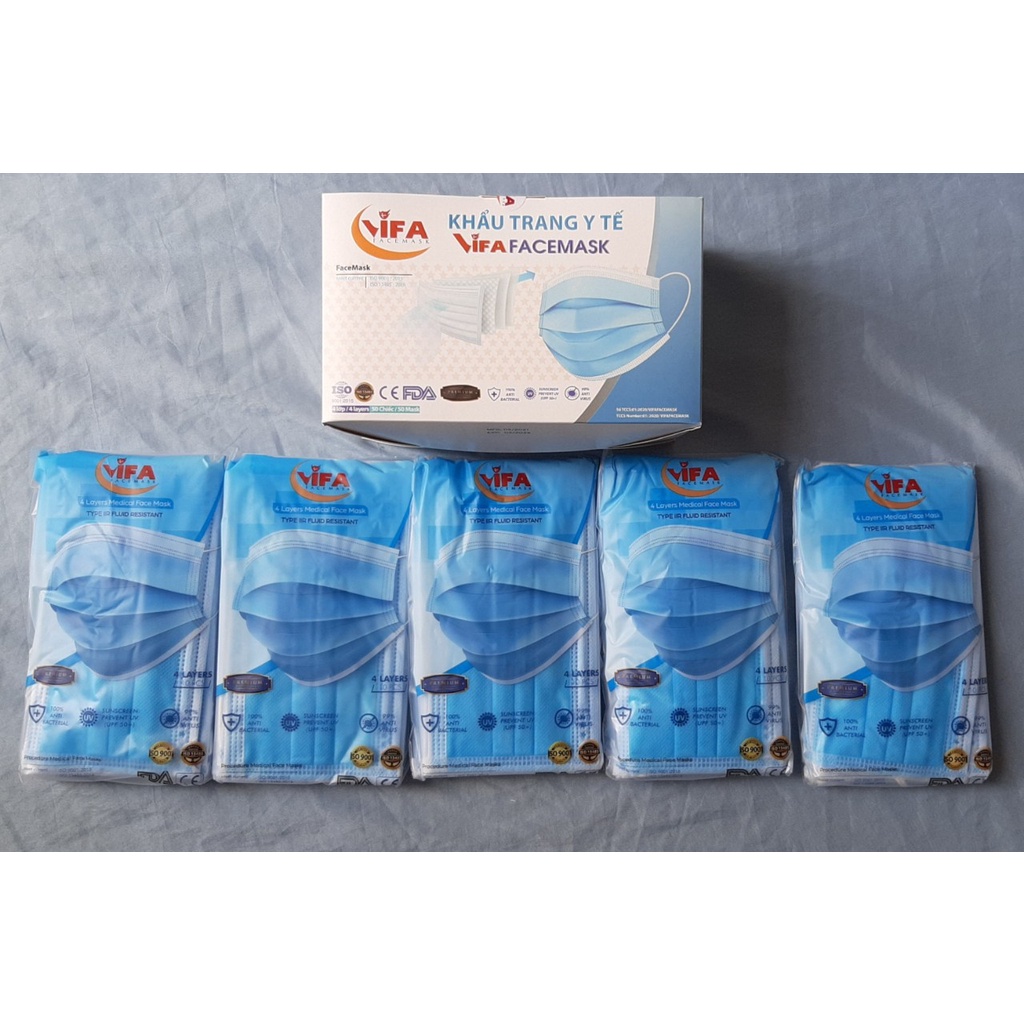 Hộp 50 cái khẩu trang y tế VIFA  FACEMASK 4 lớp dày dặn | BigBuy360 - bigbuy360.vn