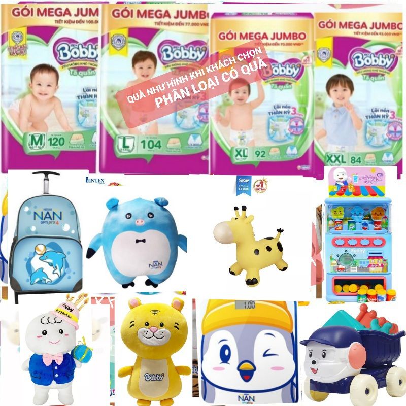 KÈM QUÀ. TÃ QUẦN BOBBY MEGA JUMBO LÕI NÉN THẦN KỲ. M112+8. L96+8..XL84+8 .XXL76+8