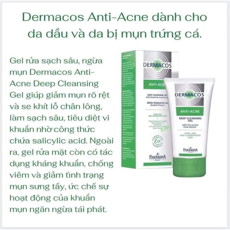 Sữa Rửa Mặt Farmona Dermacos Anti Acne Deep Cleansing Gel 150ML