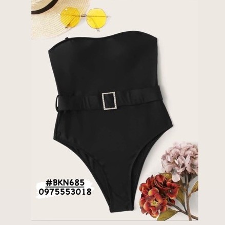 [BKN685] &lt;ÂU&gt; BODYSUIT ĐEN KÈM BELT MIX ĐÁ
