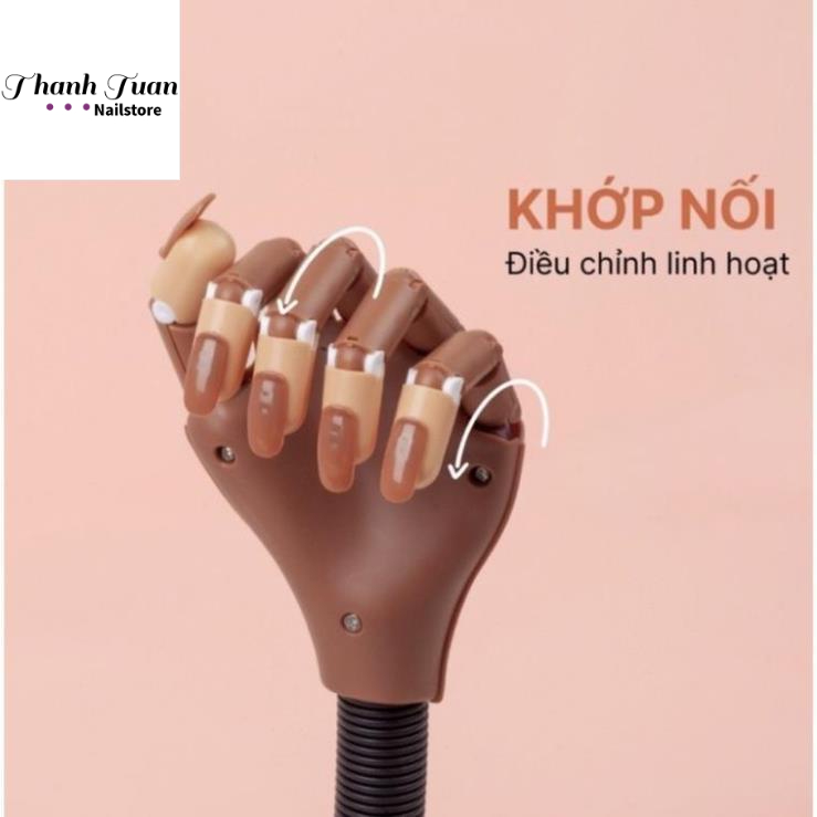 Bàn tay giả học có khớp ngón tay cử động linh hoạt - tặng kèm 100 móng giả - Phụ kiện đồ nail
