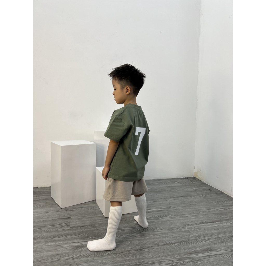 Áo FOG 1977 màu rêu ngắn tay dành cho bé chất cotton thoáng mát